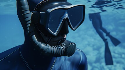 Closeup of extreme sports gear used free diving highlighting equipment and techniques