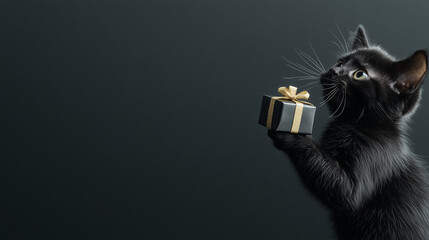 Black Friday banner cat with gift discounts and promotions. design, web, discount,, this design highlights the frenzy of holiday shopping and the incredible savings 