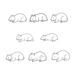 Wombat Lying Down Line Art Vector
