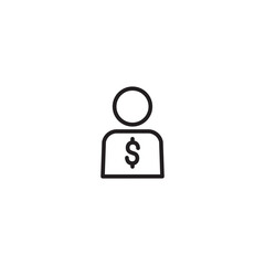 Money person. Person with dollar sign. Business person. Person with dollar symbol.