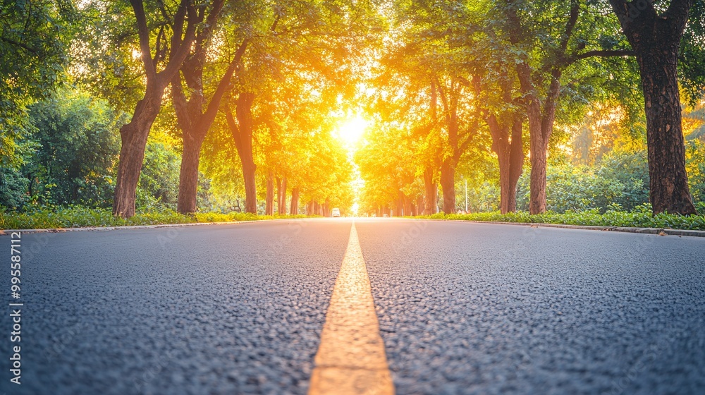 Poster a tree-lined path leading to the horizon symbolizing the journey toward success and the many opportu