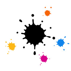 Colorful paint is spreading in the air, coming out completely from one place