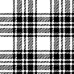 Plaid seamless pattern in black white. Check fabric texture. Vector textile print.