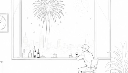 Obraz premium Happy new year eve Elegant fireworks illustration background 