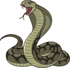 Fototapeta premium Cartoon Cobra in Defensive Stance