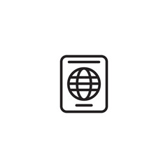 Passport icon. Passport with globe icon. International travel document illustration. Minimalist passport line icon.