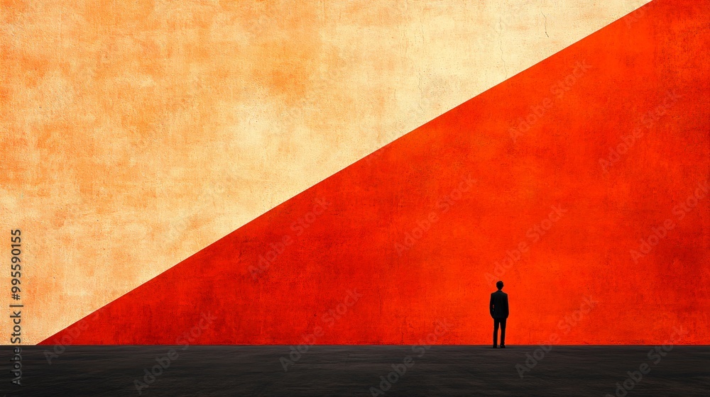 Poster a person standing beside an upward-trending graph pointing to the peak symbolizing the culmination o