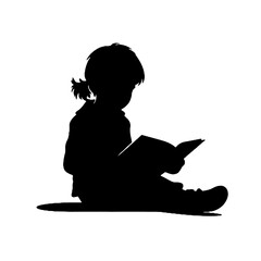 child reading a book,child  With Book Reader silhouette vector illustration, Reader  icon