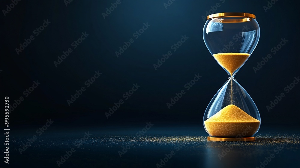 Aufkleber a close-up of the sand in an hourglass falling grain by grain symbolizing the gradual change and gro