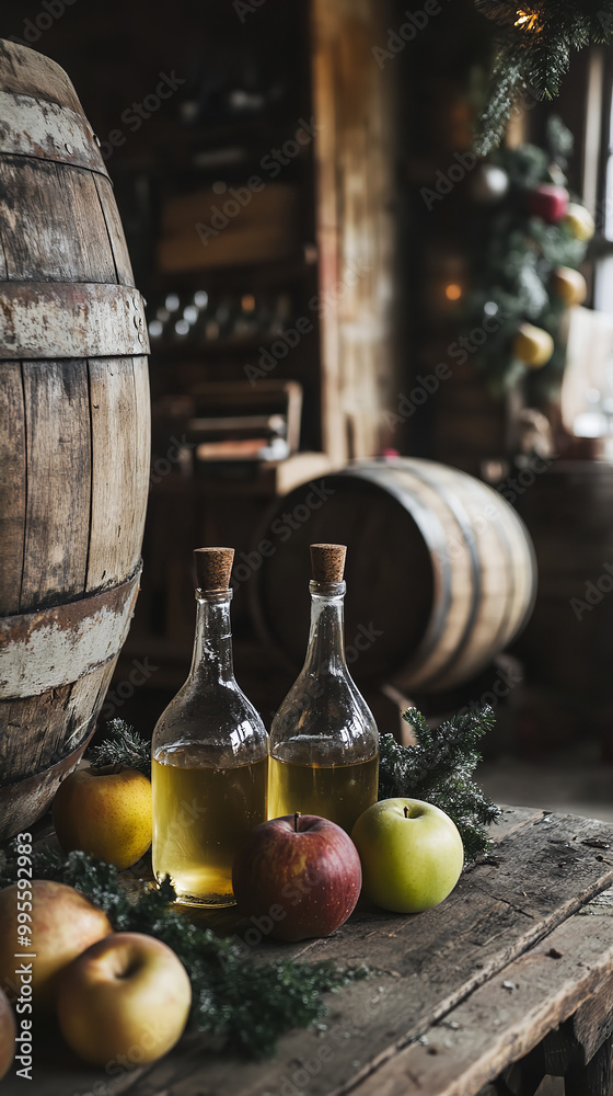 Sticker Crafting Homemade Cider for a Natural Rustic Christmas  