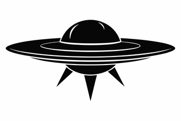 UFO Flying Saucer Silhouette Vector, Spaceship UFO icon