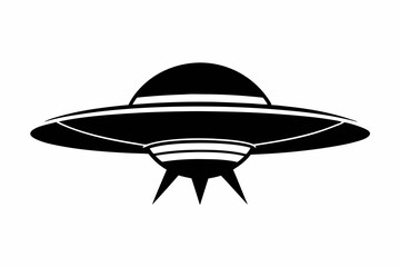 UFO Flying Saucer Silhouette Vector, Spaceship UFO icon