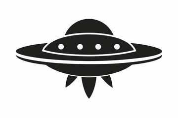 UFO Flying Saucer Silhouette Vector, Spaceship UFO icon