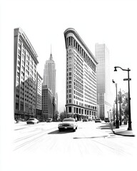 Naklejka premium Architecture Iconic Buildings Modernist Pointillism