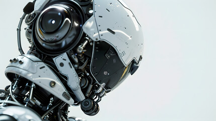 Fototapeta premium Portrait of an android robot, concept of technical support. Neural network AI generated art