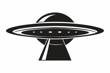 UFO Flying Saucer Silhouette Vector, Spaceship UFO icon