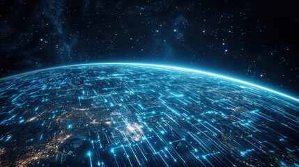 Obraz premium The Digital Earth in Space