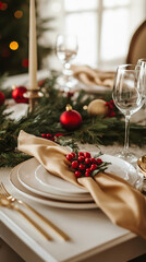 Elegant Christmas Brunch Table with Cider and Mistletoe Accents  