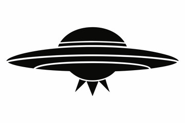 UFO Flying Saucer Silhouette Vector, Spaceship UFO icon