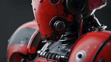 Fototapeta premium Portrait of an android robot, concept of technical support. Neural network AI generated art