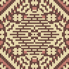 Fototapeta premium Stitch Islamic Geometric Patternfolk Embroidery, Aztec Geometric Ornament Print. Design for Carpet, Wallpaper, Clothing, Wrapping, Fabric