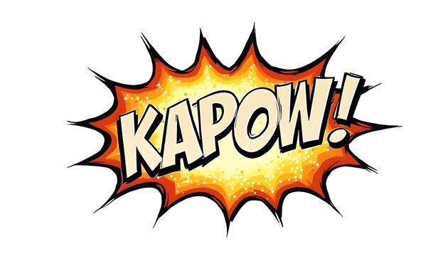KAPOW comic speech explosion bubble exclamation cloud isolated on a white background