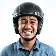 Fototapeta premium portrait of a person wearing a helmet