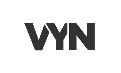 VYN logo design template with strong and modern bold text. Initial based vector logotype featuring simple and minimal typography. Trendy company identity.