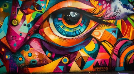 Obraz premium Brightly colored street art and mural covering every surface showcasing urban creativity culture