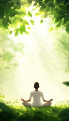 A person meditating for peace in a garden