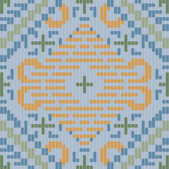Obraz premium Pixel Art Korean Traditional Pattern Designfolk Embroidery, Aztec Geometric Ornament Print. Design for Carpet, Wallpaper, Clothing, Wrapping, Fabric