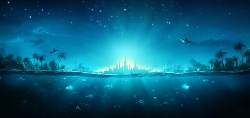 Fototapeta premium An underwater city inhabited by mythical creatures