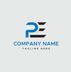 PE letter and monogram logo design
