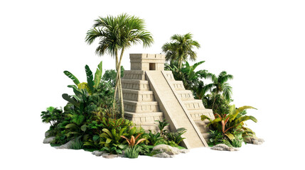 Mayan Pyramid in Lush Jungle