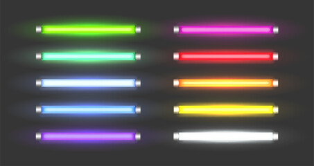 Neon Led Light Tubes Glowing Lamps in Vibrant Colors, creating a striking ambiance