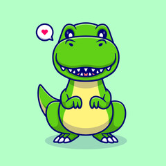Fototapeta premium Cute Dinosaur Standing Cartoon Vector Icon Illustration. Animal Nature Icon Concept Isolated Premium Vector. Flat Cartoon Style