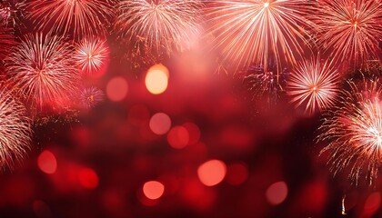 abstract background red fireworks bokeh celebrating new year space text
