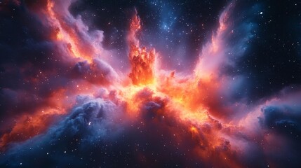 Fototapeta premium Explosive Star Nebula in Outer Space – Generative AI