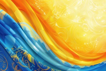 Modern abstract background with dynamic blue and yellow patterns representing Ukraine