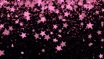 pink stars falling black background christmas new year greeting