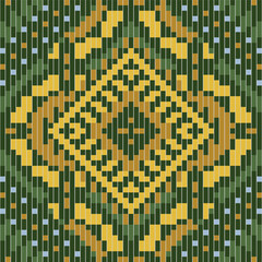 Pixel Geometric Geometric Patternsfolk Embroidery, Aztec Geometric Ornament Print. Design for Carpet, Wallpaper, Clothing, Wrapping, Fabric
