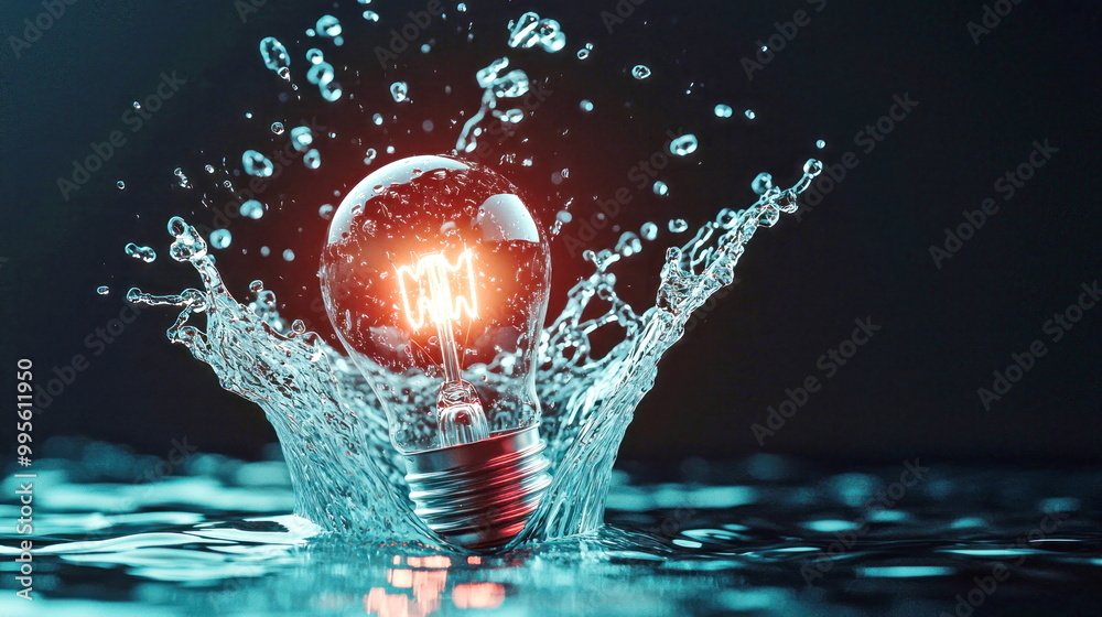 Aufkleber lightbulb splashing in water.