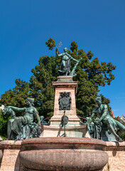 Obraz premium Lindavia Brunnen in Lindau am Bodensee, Schwaben, Bayern, Deutschland, Europa