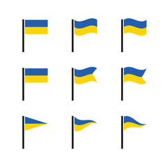 Ukrainian national flag. Ukraine symbol flag design set. Vector illustration