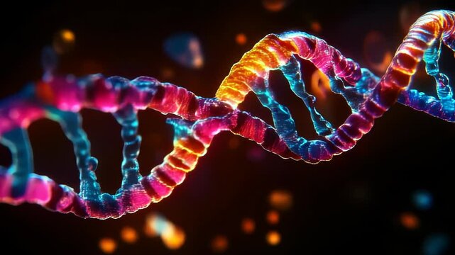 Abstract Visualization of Mutating DNA Strands in Vivid Colors with Glowing Effects - Conceptualizing Genetic Alterations and Biotechnology Innovations