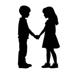 kid holding hand silhouette vector illustration transparent background