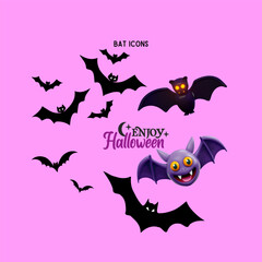 illustration set of Halloween Bat's Icons 