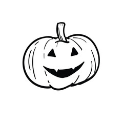 Happy halloween pumpkin clip art hand drawing style. Creative aesthetic doodle element. Vector illustration