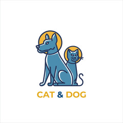 Dog and cat logo design vector.