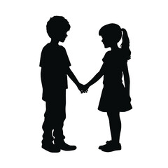 Boy and Girl Holding Hands silhouette vector illustration transparent background